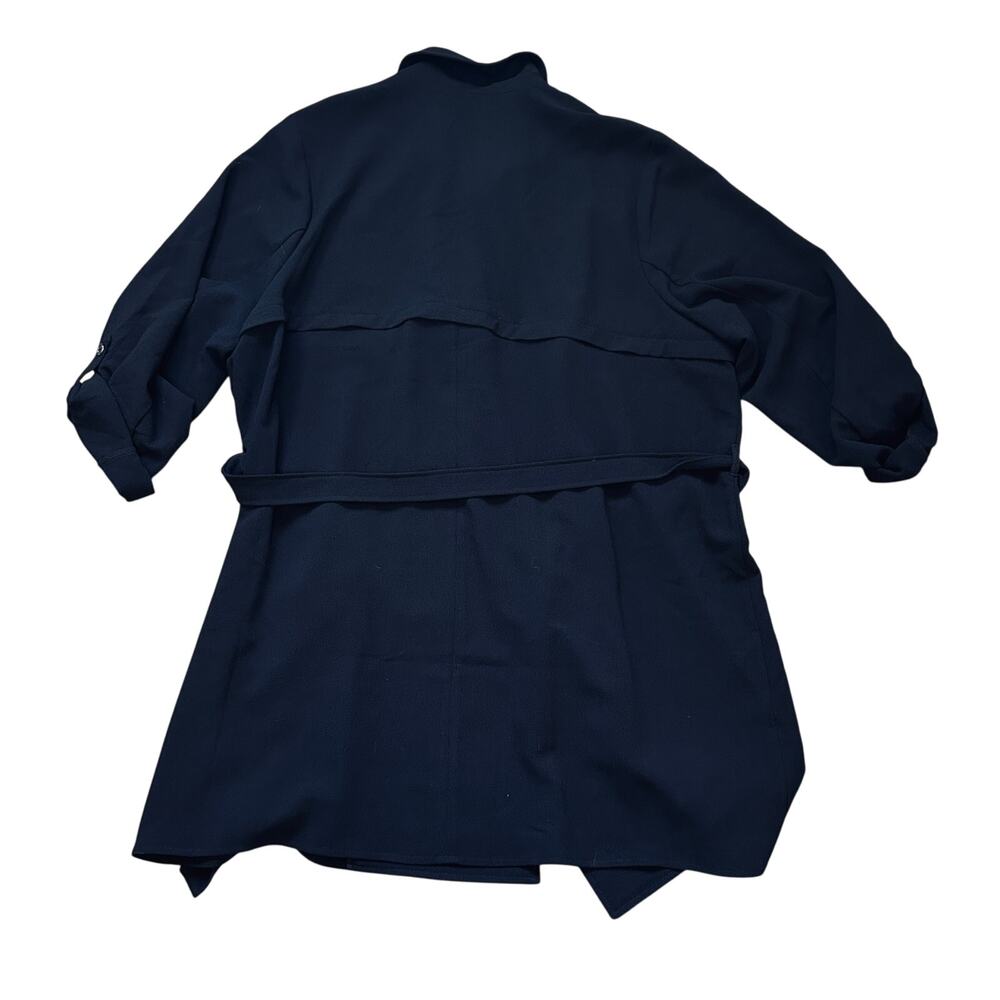 Torrid Black Trench Coat Jacket Draped Open Tie Front Roll Tab Sleeve 5 NWT - Picture 4 of 8